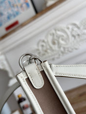 MINI NEO 17 EVELYNE BAG IN WENGE BROWN CANVAS AND WHITE CALFSKIN