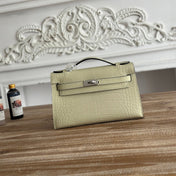 HM 26S KELLY MINI 22MM IN BEIGE CROC EMBOSSED CALFSKIN SILVER KELLY BUCKLE
