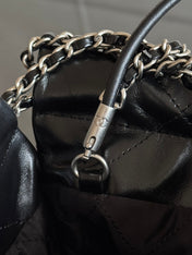 CC MINI HOBO HANDBAG 20 IN BLACK CALFSKIN SILVER-TONE HARDWARE