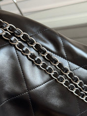 CC MINI HOBO HANDBAG 20 IN BLACK CALFSKIN SILVER-TONE HARDWARE