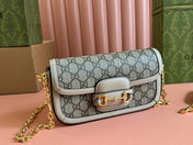 GG HORSEBIT 1955 BAG 24 IN BEIGE CANVAS AND WHITE CALFSKIN