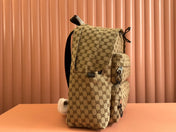 MEDIUM BACKPACK 40 IN BEGE AND EBONY CANVAS