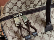 GG SMALL DUFFLE BAG 42 IN BEIGE AND DARK BROWN GG CANVAS