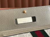 OPHIDIA WALLET ON GOLD CHAIN 19 IN LIGHT BEIGE GG CANVAS AND LIGHT BROWN CALFSKIN