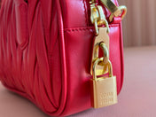 ARCADIE MATELASSÉ BAG 19 IN CERISE RED CALFSKIN GOLD HARDWARE