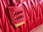 ARCADIE MATELASSÉ BAG 24 IN CERISE RED CALFSKIN GOLD HARDWARE
