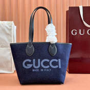 SMALL TOTISSIMA REVERSIBLE TOTE 22 IN DARK BLUE DENIM ONE SIDE BEIGE AND BLUE CALFSKIN ON THE OTHER