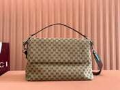 LARGE CROSSBODY BAG 36 IN BEIGE AND DARK BROWN CANVAS MONOGRAM LOGO