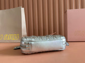 ARCADIE MATELASSÉ BAG 19 IN SILVER GLOSSY CALFSKIN GOLD HARDWARE