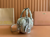 ARCADIE MATELASSÉ NAPPA SMALL BAG 19 IN SILVER GLOSSY LAMBSKIN SILVER HARDWARE
