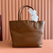 MEDIUM TOTISSIMA REVERSIBLE TOTE BAG 30 IN BROWN CALFSKIN BEIGE AND BROWN GG CANVAS ON SIDE