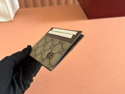 GG CARD CASE 10 IN BEIGE AND BROWN GG CALFSKIN