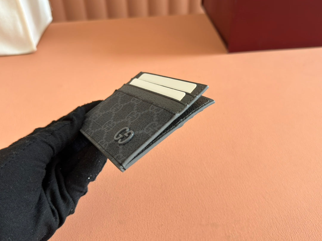 GG CARD CASE 10 IN GREY GG CALFSKIN