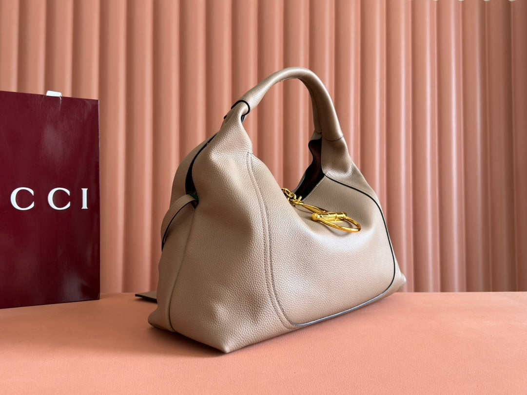 SOFTBIT MAXI SHOULDER BAG 46 IN TAUPE GRAINY LAMBSKIN