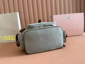 MEDIUM BACKPACK 29.5 IN GREY CANVAS BROWN CALFSKIN