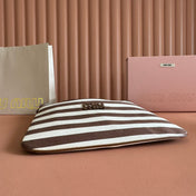 HOBO BAG 40 BROWN AND BEIGE STRIPED IN CANVAS