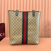 GUCCI 25S TOTE BAG 36 CM IN DARK BROWN MIX BEIGE LAMBSKIN WITH GOLD HARDWARE