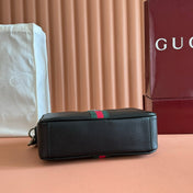 GUCCI 25S OPHIDIA CROSSBODY BAG 28 IN BLACK CALFSKIN