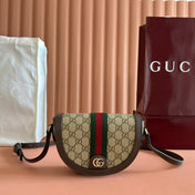 GUCCI 25S OPHIDIA MINI BAG 20 IN BEIGE CANVAS AND BROWN CALFSKIN