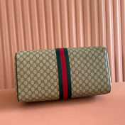 GUCCI 26S DUFFLE BAG 44 IN BEIGE AND DARK BROWN CANVAS