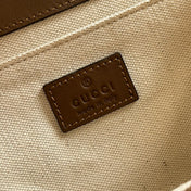 GUCCI 26S SHOULDER BAG 21 IN BROWN EMBOSSED SUEDE AND CALFSKIN