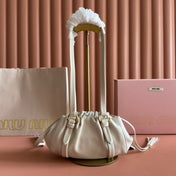 MIUMIU 26S JOIE HAND BAG 22 IN WHITE SHINY LAMBSKIN GOLD HARDWARE