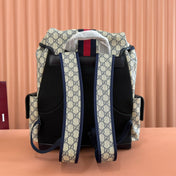 GUCCI 25S OPHIDIA MEDIUM BACKPACK 40 CM IN BEIGE MIX BLACK CALFSKIN