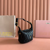 MIUMIU 26S POUCH BAG 15 IN BLACK CALFSKIN GOLD HARDWARE