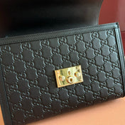 GUCCI 26S PADLOCK BAG 26 IN BLACK EMBOSSED CALFSKIN