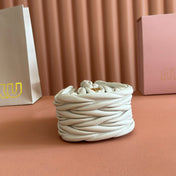 MIUMIU 26S MATELASSE POUCH BAG 16 IN WHITE CALFSKIN GOLD HARDWARE