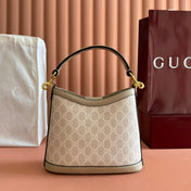 GUCCI 26S SHOULDER BAG 25 IN BEIGE COATED CANVAS