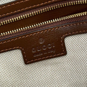 GUCCI 26S SHOULDER BAG 25 IN DARK BEIGE AND BROWN COATED CANVAS