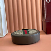 GUCCI 25S OPHIDIA MINI ROUND SHOULDER BAG 18 CM IN DARK BEIGE AND BROWN CALFSKIN