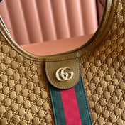 GUCCI 25S GIGLIO LARGE TOTE BAG 25 CM IN BROWN CANVAS