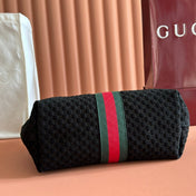 GUCCI 25S GIGLIO LARGE TOTE BAG 25 CM IN BLACK CANVAS