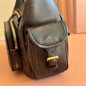 MIUMIU 26S POCKET BAG 38 IN BLACK CALFSKIN GOLD HARDWARE