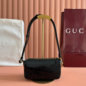 GUCCI 26S SHOULDER BAG 19 IN BLACK SHINY CALFSKIN
