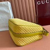 GUCCI 26S SHOULDER BAG 38 IN YELLOW EMBOSSED SUEDE
