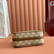 GUCCI 26S SHOULDER BAG 19 IN WARM BEIGE AND BROWN CANVAS