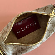 GUCCI 26S SHOULDER BAG 19 IN WARM BEIGE AND BROWN CANVAS
