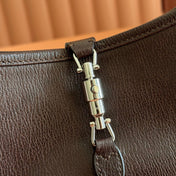 GUCCI 26S JACKIE SLIM SHOULDER BAG 27 IN DARK BROWN CALFSKIN