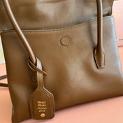 MIUMIU 26S SOLITAIRE BAG 28 IN DARK BROWN CALFSKIN GOLD HARDWARE