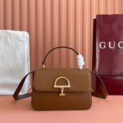 GUCCI 26S SIENA TOP HANDLE BAG 25 IN BROWN CALFSKIN