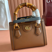 GUCCI 26S DIANA TOTE BAG 21 IN BROWN CALFSKIN
