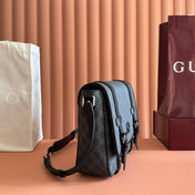 GUCCI 26S MESSENGER CROSSBODY BAG 28 IN CHARCOAL GRAY CANVAS