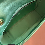GUCCI 26S GG MARMONT BAG 22 IN METALLIC PALE GREEN LAMBSKIN