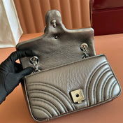 GUCCI 26S GG MARMONT BAG 22 IN WARM GRAY BROWN LAMBSKIN