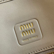 MIUMIU 26S BORSA AVENTURE BAG 44 IN DARK BEIGE LAMBSKIN GOLD HARDWARE