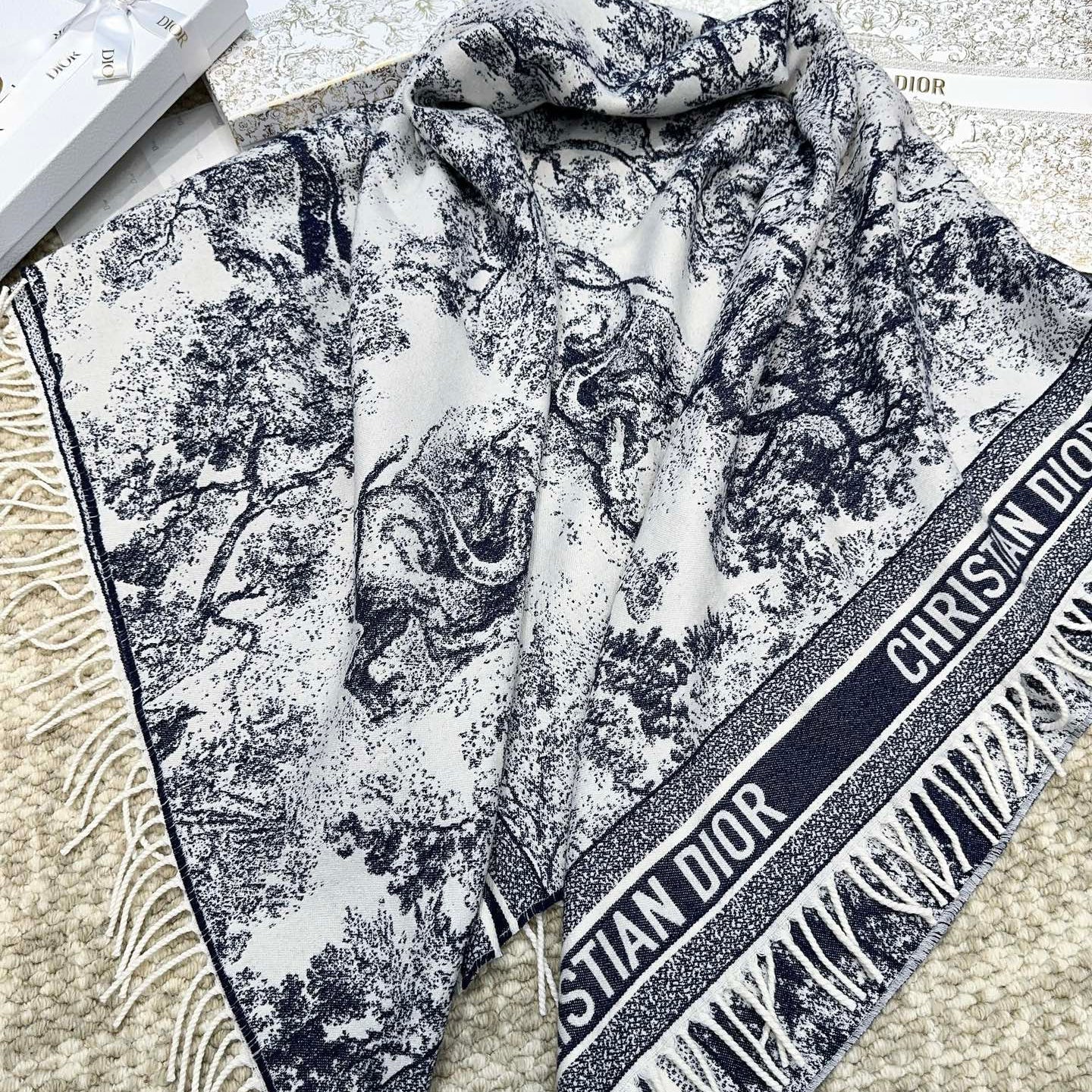 DIOR 26S SCARF 140 IN WOOL AND CASHMERE 509309