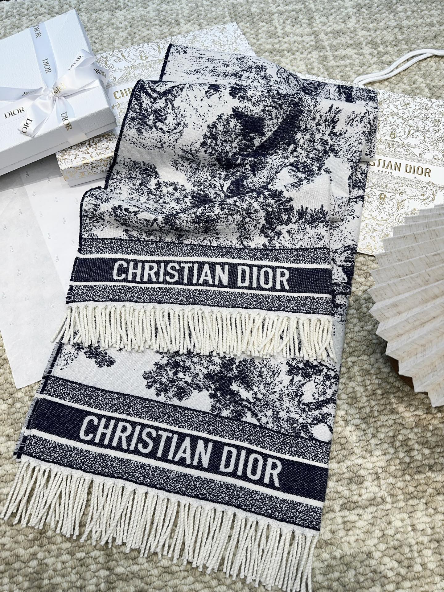DIOR 26S SCARF 140 IN WOOL AND CASHMERE 509309